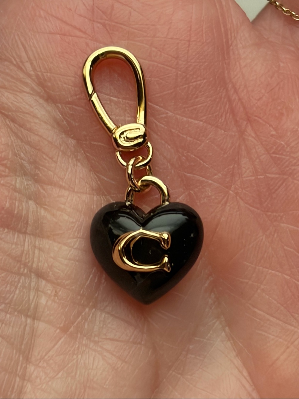 NWT Coach Tiny Heart Black Enamel Charm